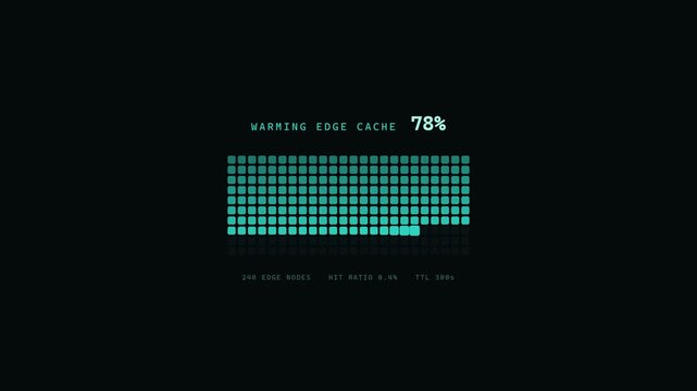 Loading Bar Showing Edge Cache Warming Progress on Dark Screen