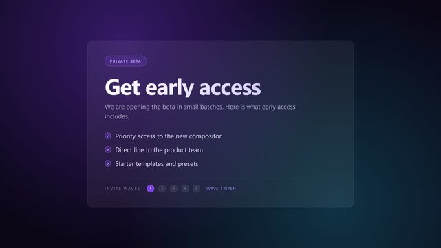 Betaaccess User Interface Appearing on Dark Purple Gradient Background
