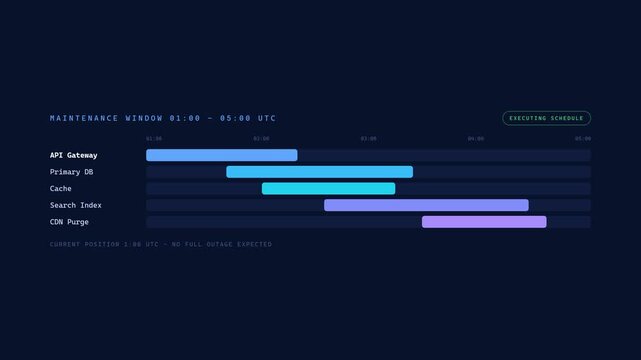 Maintenance Timeline Showing Server Update Progress for It Services