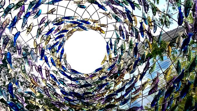 The art installation Swirling Surrounds by B. Jane Cowie at Maple Tree Business district in Singapore