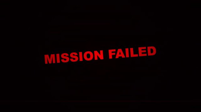 mission failed digital glitch effect animation