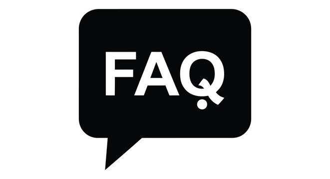 Six flat vector icons representing frequently asked questions faq frequentlyaskedquestions