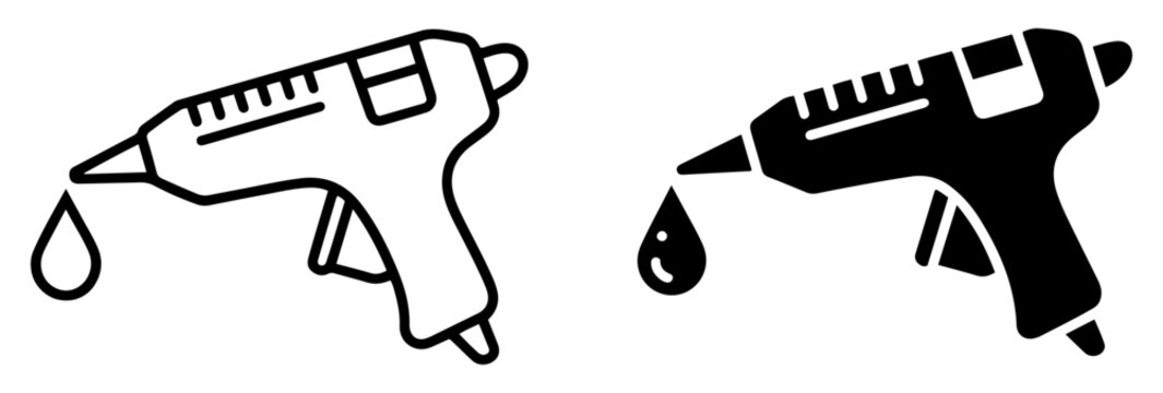 glue gun adhesive tool icons set