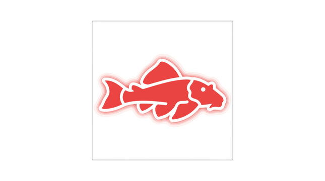 Red pleco catfish silhouette icon for aquarium hobby.