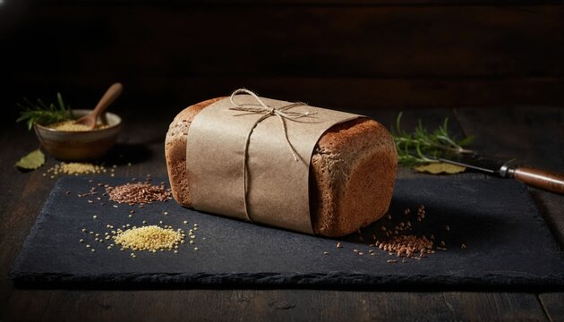 Artisanal bread loaf in moody low lighting