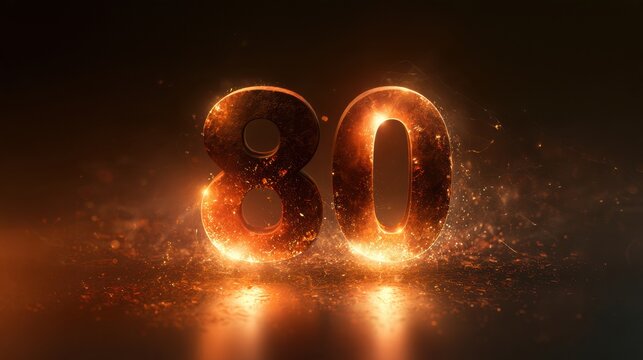 A glowing number 80 stands out, representing a dignified life milestone, surrounded by generational connection elements in a dark setting.