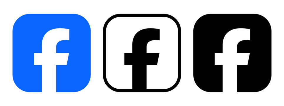 Set of different new Facebook App icons, isolated on transparent background, vector illustration. Facebook is a popular social media platform