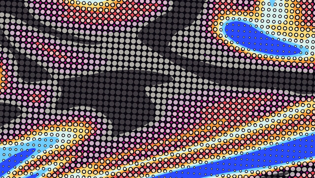 Modern abstract digital art pattern  colorful flowing halftone dot tex