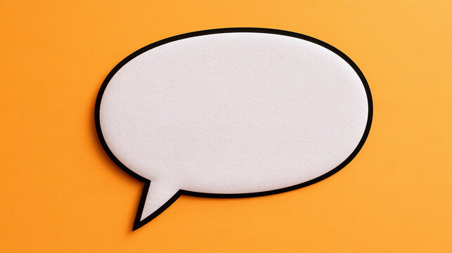 Blank white speech bubble on vibrant orange background for your own text