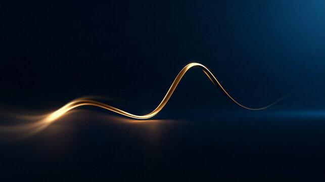 Golden Glowing Light Wave on Dark Blue Background