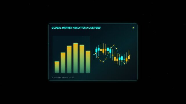 Futuristic global market analytics live feed interface with data chart