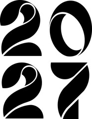 Obraz premium Modern Chinese zodiac artwork presenting the 2027 year symbol through bold monochrome numerical designs.