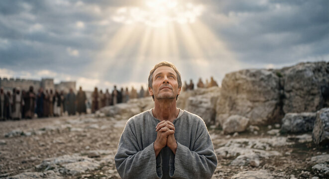 Stephen Being Martyred While Looking Toward Heaven, Early Christian Martyrdom Story From Acts 7
