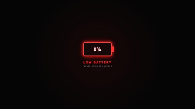 Low Battery Warning Digital Interface Animation