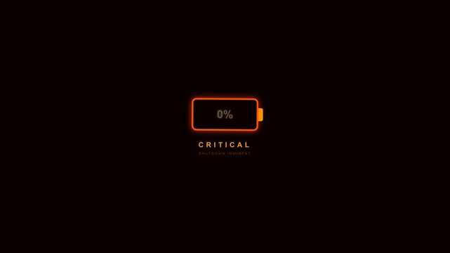 Low Battery Critical Alert Digital Motion Graphic