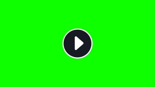 Clicking Play and Pause Button Animation on Green Screen Chroma Key Background for Video Players