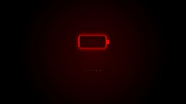 Neon Red Zero Percent Battery Charging Indicator
