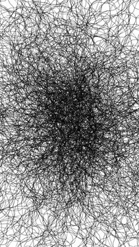 Abstract Complex Tangled Scribble Line Art Neural Network Vertical Background Vector Illustration