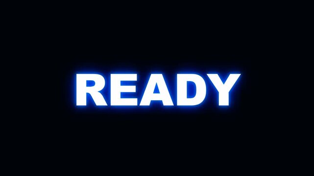 Countdown Timer With Neon Blue Ready Text Animation