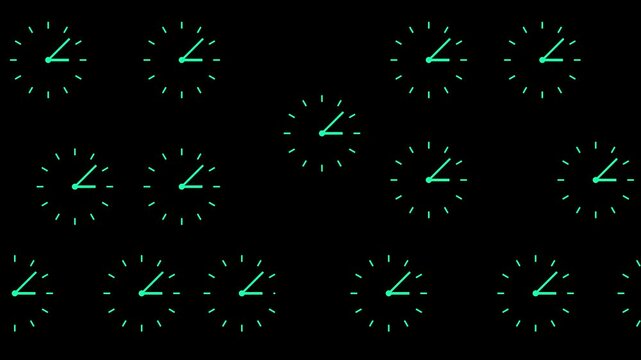 Minimal cyan Clock Animation Pattern on Black Background