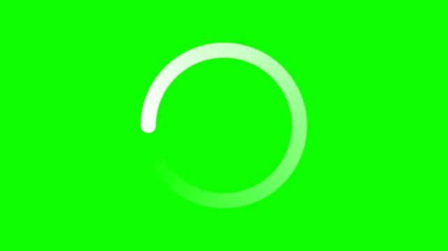 Minimal White Circular Preloader Loading Spinner Animation on Chroma Key Green Screen Background
