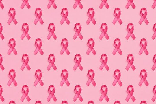Pink ribbon pattern during Breast Cancer Awareness Month with soft lighting for support campaigns