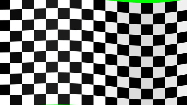 Waving Racing Checkered Flag on Green Screen Background Seamless Immersive Loop
