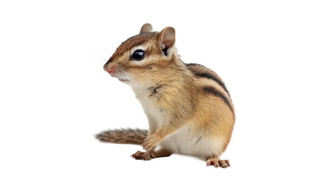 Small fluffy chipmunk wild rodent animal sitting on transparent background