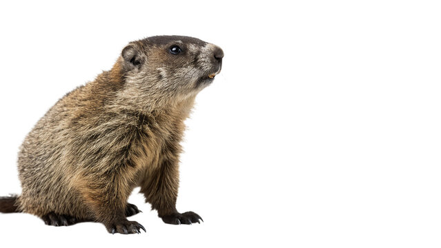 Small wild marmot groundhog animal sitting isolated on transparent background