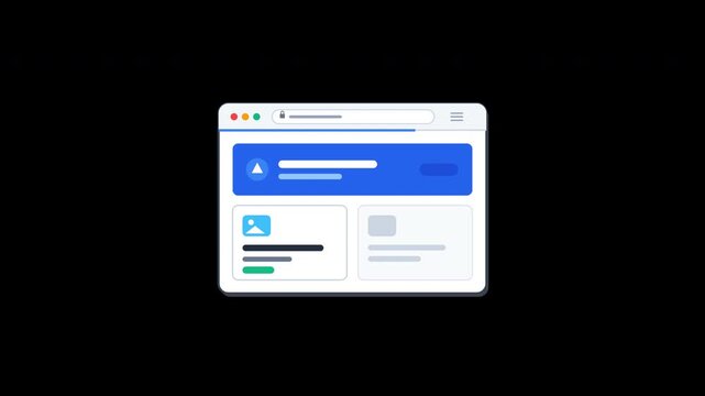 Web browser loading progress animation on 4k transparent background alpha channel