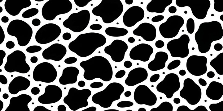 Black and white cow spots pattern on a seamless background for textile design and fashion applications