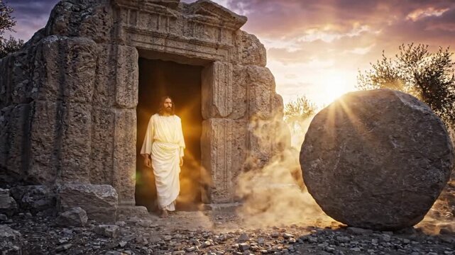 Easter background the stone is rolling from Jesus b VSRExport