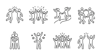Fototapeta premium Set of people celebrating and having fun icons