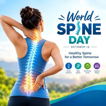 Woman stretching spine outdoors for world spine day