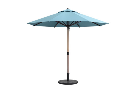 Turquoise garden parasol with dark pole