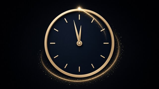 Illustrated clock face with spark trails