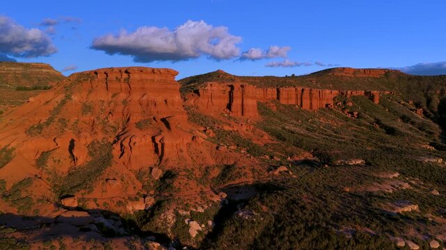 Winter landscape in the Far West Atecano and the Sierra de Armantes. Aerial view from drone of erosion formations. Calatayud region. Zaragoza Province. Aragon. Spain. Europe