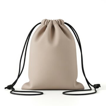 Gray drawstring backpack with black straps