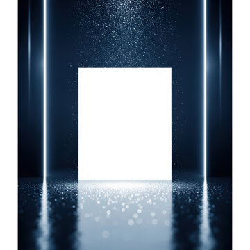 Large white square on dark background.