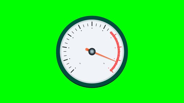 Industrial pressure gauge meter animation showing rising needle indicator