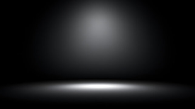 Dark empty room with spotlight illumination creates a dramatic shadowed backdrop background black