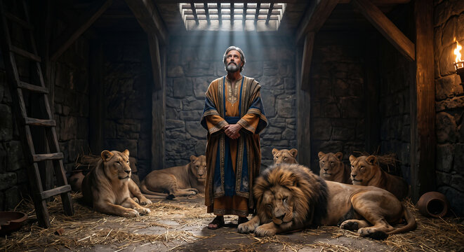 Daniel in the Lions&rsquo; Den, Biblical Old Testament Scene