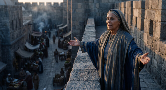 Wisdom Calling at the City Gates, Biblical Old Testament Scene