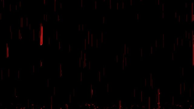 Red Blood Drops Rain with alpha matte. Horror Halloween Animation concept. 