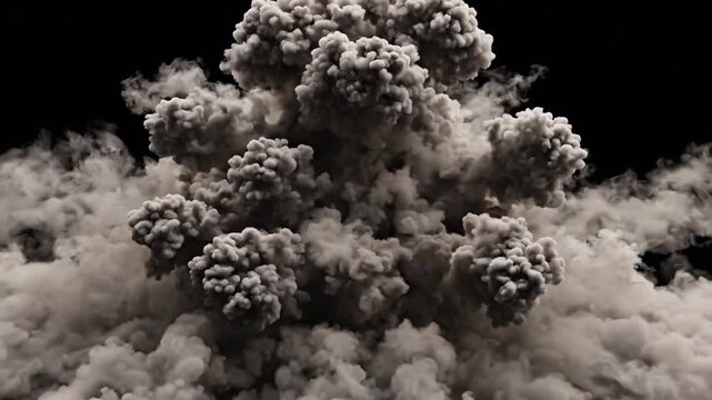Shockwave smoke explosion with steam and dust wave in animation