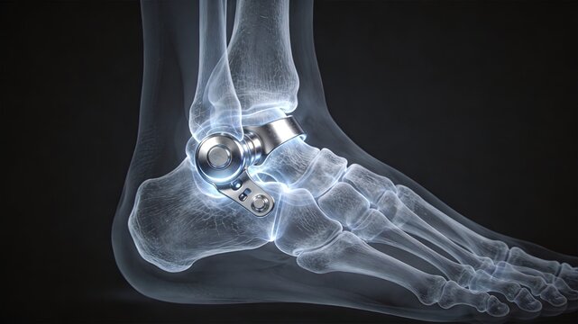 Ankle Joint Replacement Total Ankle Arthroplasty Prosthesis 3D Medical Illustration