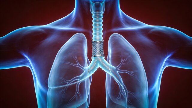Esophageal stent for stricture dilation in transparent 3D illustration