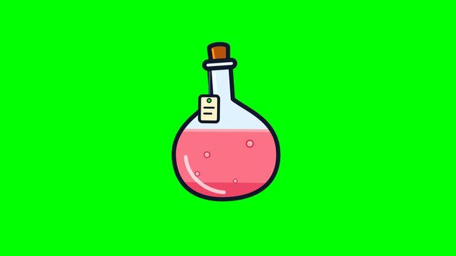Magic Potion Bottle with Swirling Glowing Liquid Animation