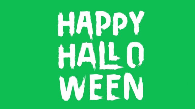 Grungy Brush Stroke Happy Halloween Text Animation on Green Screen