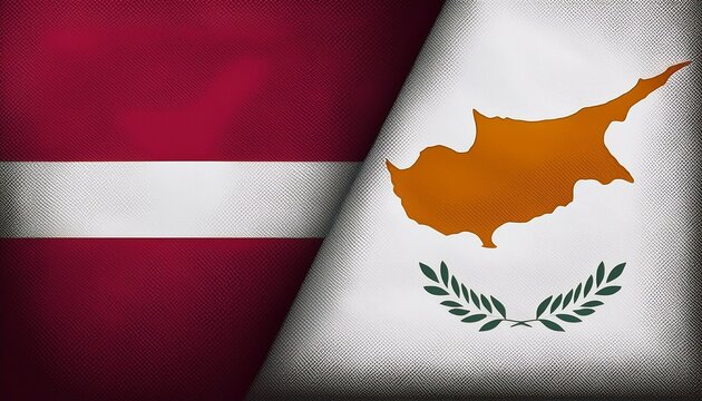 Latvia flag and cyprus flag on each side wallpaper background